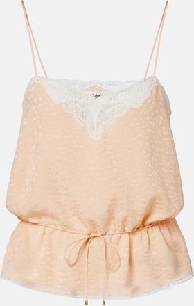 Chlo&eacute; Chlo&eacute; Lace-trimmed silk jacquard camisole