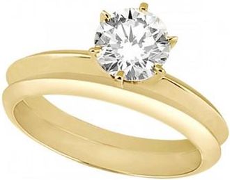 Allurez Six-Prong Knife Edge Solitaire Engagment Ring Set 14k Yellow Gold