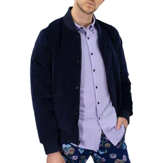 Lords of Harlech Don Velvet Reversible Bomber Jacket in Navy at Nordstrom, Size Xx-Large