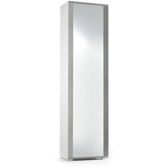 Dmora Scarpiera Asiago, Mobile multiuso da ingresso con anta a specchio, Armadio moderno portascarpe a 7 ripiani, 100% Made in Italy, 50x32hx182 cm