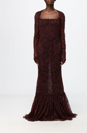 Etro Paisley Print Long Evening Gown with Train