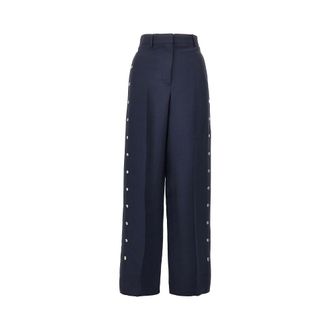 Stella McCartney Tailored broek met drukknopen - Dames - Broeken - Blauw - Maat: S Wol