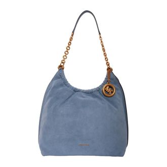 Michael Kors Shoulder Bags, female, Blue, Size: ONE SIZE Lillie Large Suede Shoulder Bag