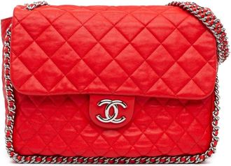 Chanel Hobo Bags - 2011 Maxi Washed Lambskin Chain Around Flap - Gr. unisize - in Rot - für Damen
