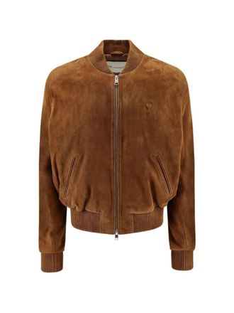 Ami Brown Logo Band collar Jacket