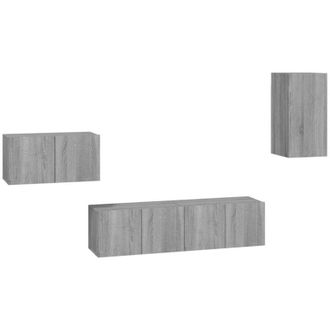 vidaXL Vidaxl - Set De Muebles Para Tv 4 Pzas Madera Contrachapada Gris Sonoma