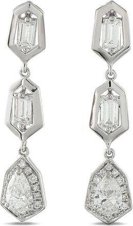 Luxury Bazaar 18kt witgouden oorbel met diamant - Zilver