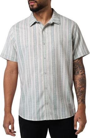 Travis Mathew Meant for More Short Sleeve Button-Up Shirt in White/arona at Nordstrom, Size Xx-Large