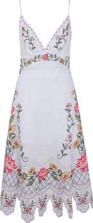 Farm Rio Dress Sleeveless Midi Flower Embroidery