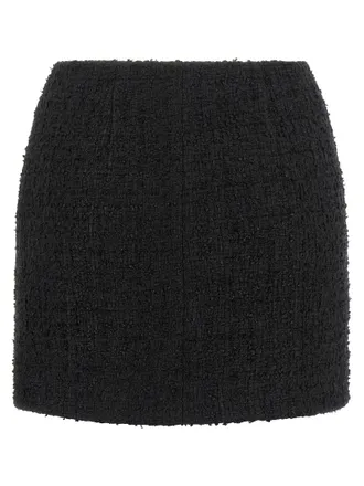 Balmain Embossed Button Detail Boucl&eacute; Miniskirt - Black