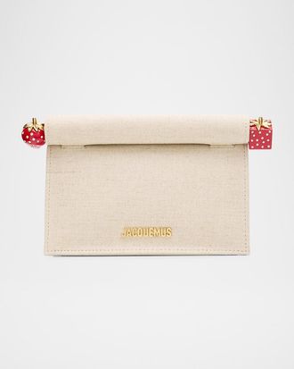 Jacquemus La Petit Rond Carr&eacute; Linen Clutch Bag