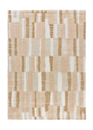 Atticgo Alfombra shaggy geom&eacute;trica beige 133x190 cm