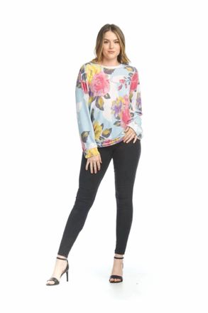 Papillon Lightweight Floral Oversized Sweatshirt In Blue