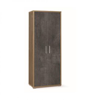 OEM Mueble 2 Puertas 71l X 41p X H182 - Acabado En Madera Nogal Y Negro Mate - Sarmog