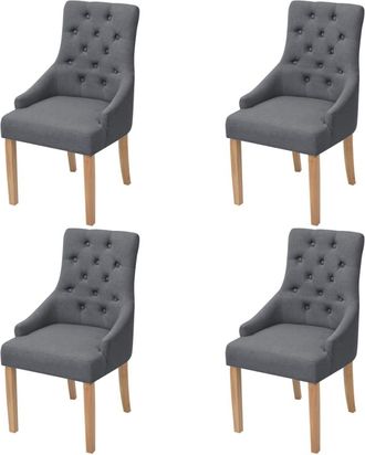 vidaXL Vidaxl - Sillas De Comedor Giratorias 4 Unidades Tela Gris Oscuro
