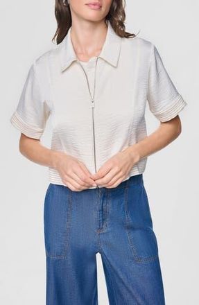 DKNY Short Sleeve Satin Jacket in Coconut/Dune at Nordstrom Rack, Size X-Large