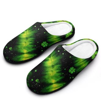Generic Tie Dye Clover Womens Slippers Warm House Slippers Indoor House Shoes with Anti-Skid Rubber Sole