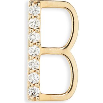 Lana Jewelry 14K Gold Diamond Initial Single Stud Earring in Yellow Gold - B at Nordstrom Rack
