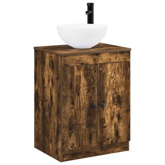 vidaXL Juego De Muebles De Ba&ntilde;o Roble Ahumado Madera De Ingenier&iacute;a Vidaxl