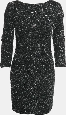 Armani Black Embellished Crepe Mini Dress