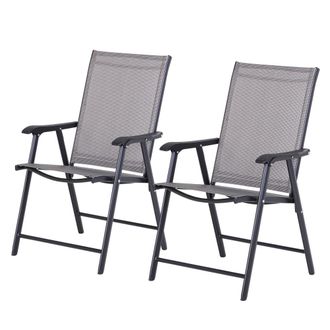 OUTSUNNY Set 2 sillas plegables 58x64x94 cm gris y negro