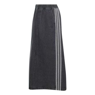adidas (WMNS) adidas Stadium Washed Denim Loose Fit Skirt Asia Sizing Black KV0623