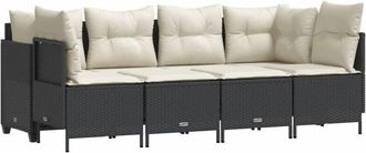 vidaXL Vidaxl - Set De Muebles De Jard&iacute;n 5 Pzas Y Cojines Rat&aacute;n Sint&eacute;tico Negro