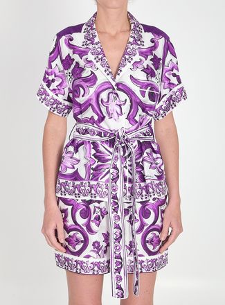 Dolce & Gabbana Womens Maiolica Shirt - White Silk - Size EU 42 (Womens)