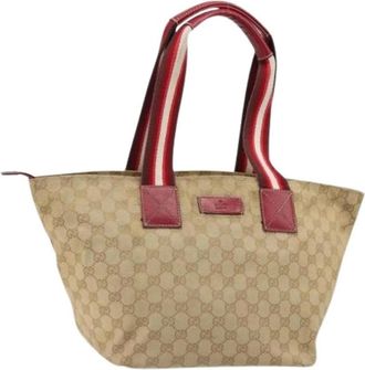 Gucci Pre-owned Vintage GG Canvas Tote - Dames - Vintage Shopper - Beige - ONE Size - Leer - Vintage