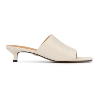 Kazar Mules van reli&euml;fleer met kittenhakken - Dames - Muiltjes - Wit - 36 EU - Leer - Schoenen