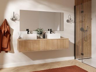 Vente-Unique Mobile sotto lavabo sospeso striato - Beige chiaro - 150 cm - ARNEGA