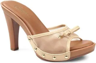 Candie's Lucianna Platform Slide Sandal in Beige Fabric at Nordstrom, Size 10