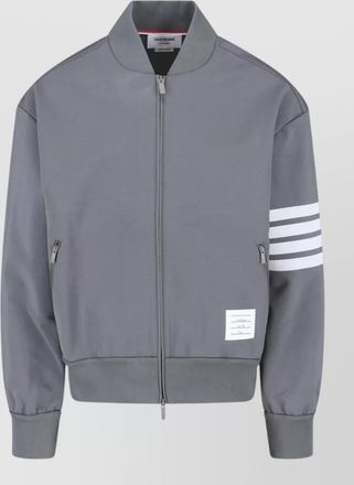 Thom Browne jacket ribbed collar cuffs hem stripe detail