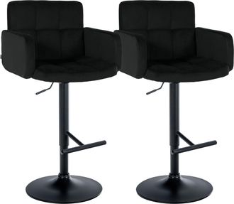 Clp Juego De 2 Taburetes De Bar Los Angeles Terciopelo Negro Negro