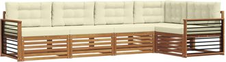 vidaXL Conjunto De Sof&aacute;s De Exterior 5 Uds. Natural Y Crema Vidaxl