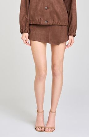 Wayf Parker Faux Wrap Skort in Chocolate at Nordstrom, Size X-Large