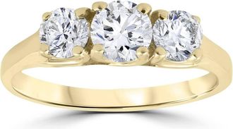 Pompeii3 1 Ct Three Stone Lab Grown Diamond Engagement Ring 14k Yellow Gold