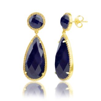 MAX + STONE 18k Gold Over Sterling Silver 16 CT. TW Big 2 Stone Gemstone Dangle Earrings