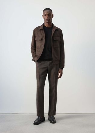 Mango Giacca effetto camoscio tasche marrone - Uomo - XXL - MANGO MAN