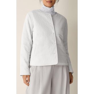 Eileen Fisher Round Neck Quilted Jacket in Bone at Nordstrom, Size Xx-Small