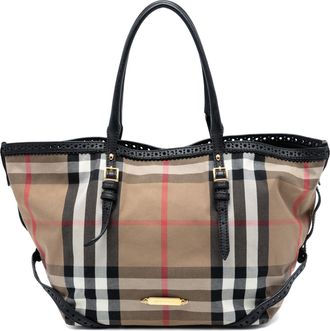 Burberry Pre-owned Womens Small House Check Canvas Bridle Salisbury Tote - Tan Textile - One Size