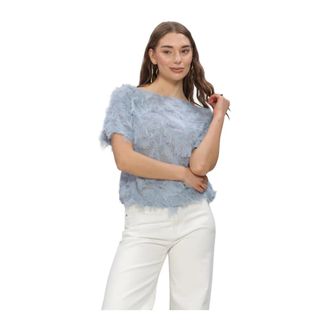 Selected Slfmyline SS Boat Neck Top - Dames - Blouses & Shirts - Blauw - Maat: XS Linnen