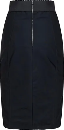 Dolce & Gabbana Womens Pencil Midi Skirt Black Satin And Lace Polyamide