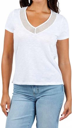 Goldie London Soleil Slub Fishnet V Neck Boy Tee In White
