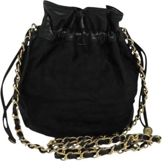 Chanel Pre-owned Bucket Bags, female, Black, Size: ONE SIZE Pre-owned Nylon Bucket Bag