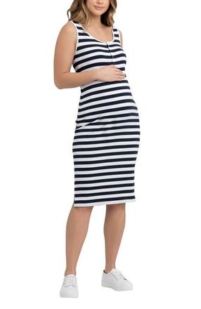 Ripe Lee Button Down Rib Dress in Navy /White at Nordstrom, Size X-Large Au