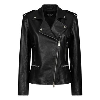 Dondup Leather Jackets, female, Black, Size: L Chiodo Slim Biker Jacket