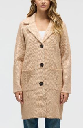 NVLT Chevron Print Eyelash Coat in Camel at Nordstrom Rack, Size X-Large