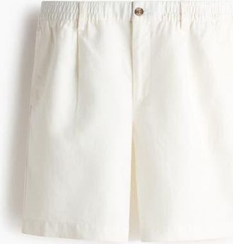 H&M Relaxed Fit Linen-blend Shorts in White at Nordstrom, Size X-Large