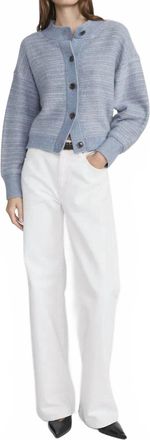 Frame Denim Jacquard Femme Cardigan In Sky Blue Multi